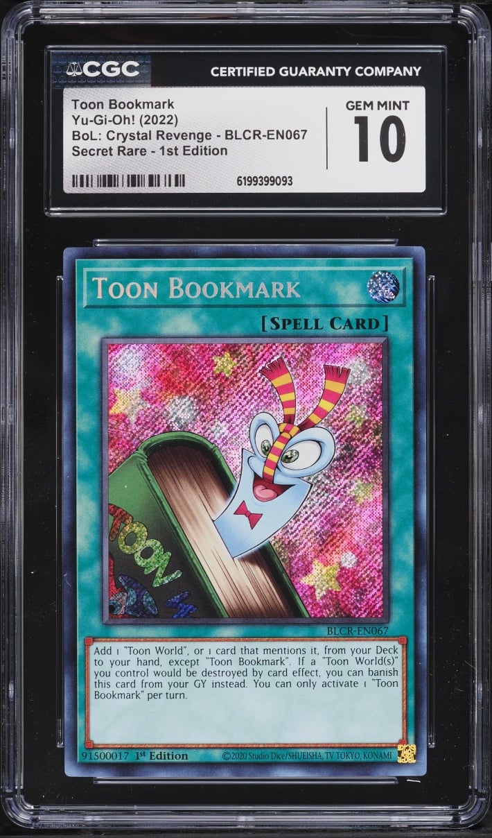 2022 Yu-Gi-Oh! BoL Crystal Revenge 1st Edition Secret Rare Toon Bookmark #BLCR-EN067 CGC 10 GEM