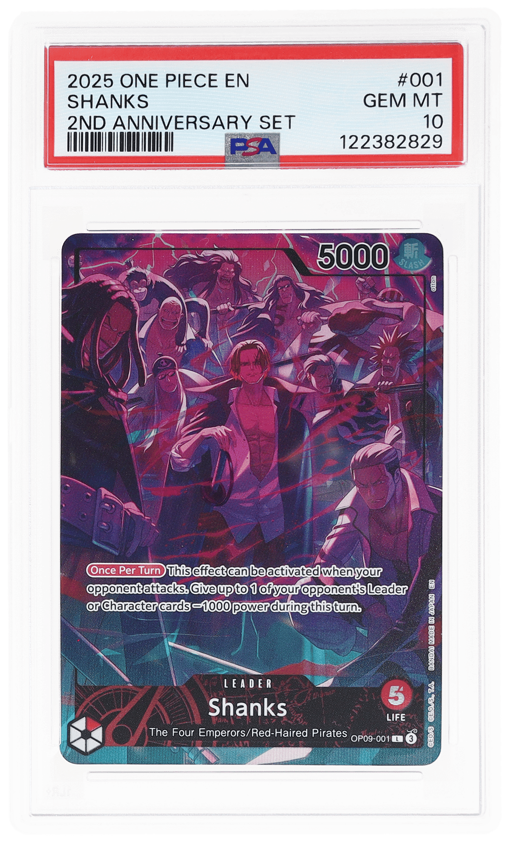 2025 One Piece Promo 2nd Anniversary Set Shanks #OP09-001 PSA 10