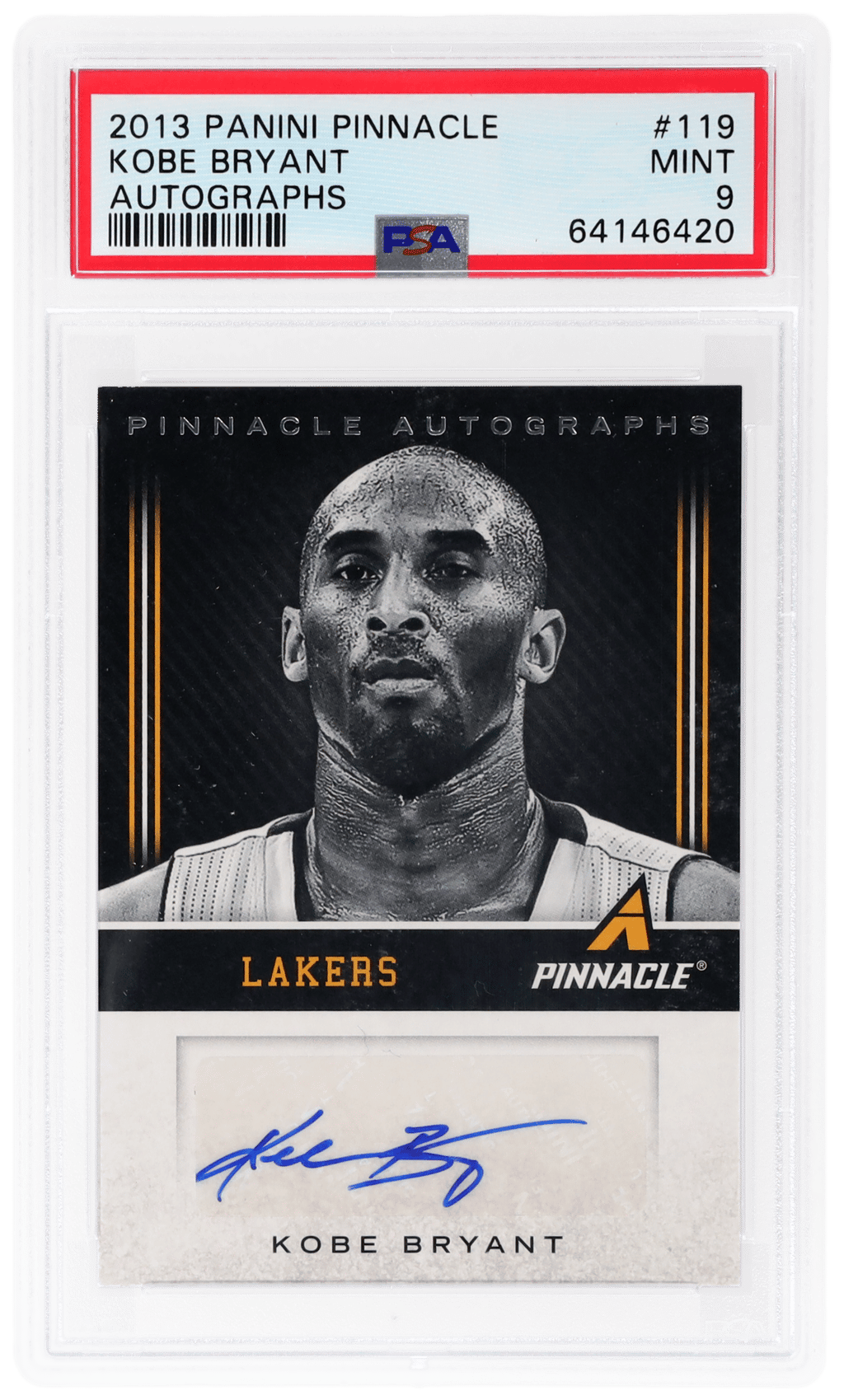 2013 Panini Pinnacle Pinnacle Autographs Kobe Bryant #119 PSA 9