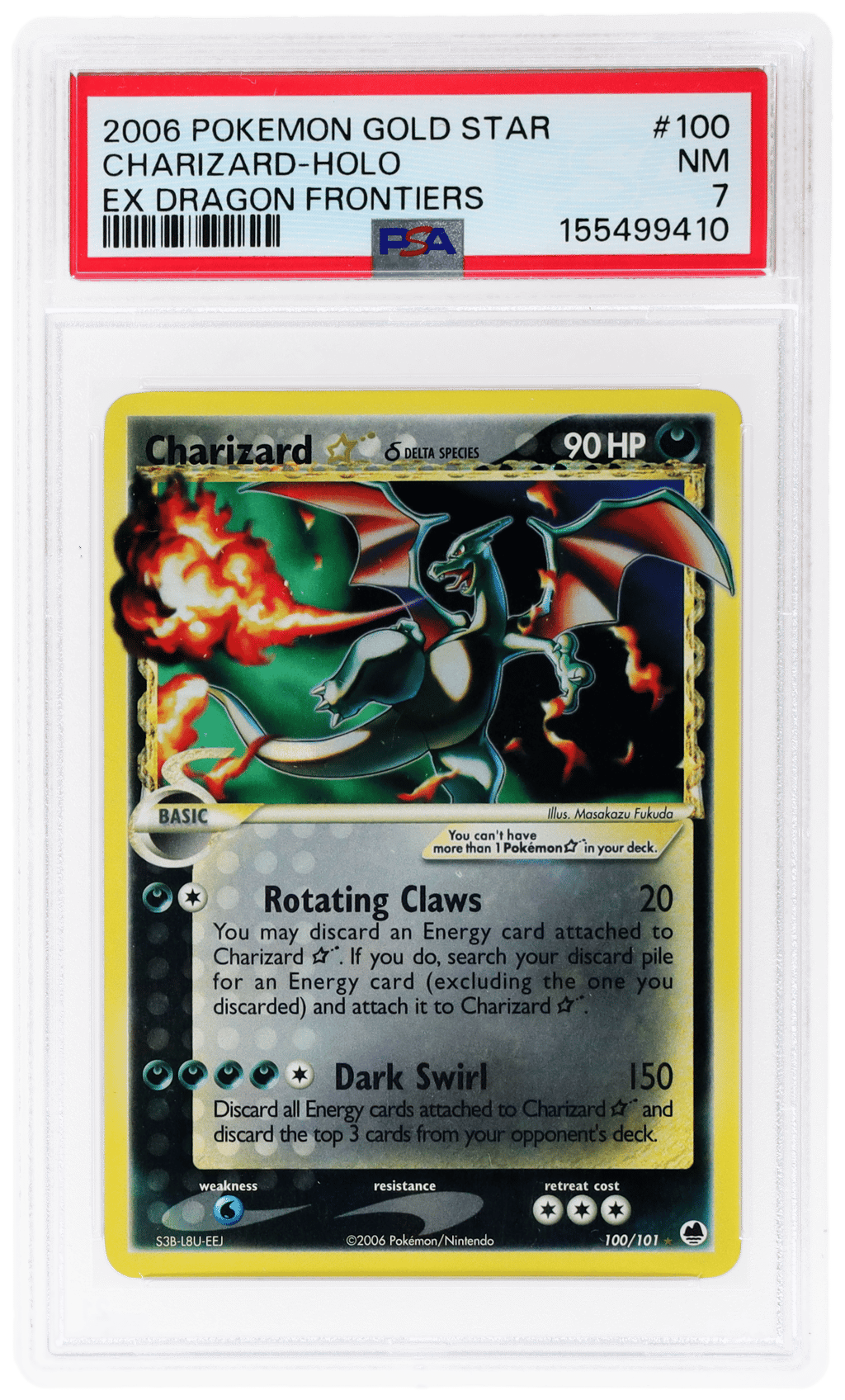 2006 Pokemon Ex Dragon Frontiers Holo Charizard Gold Star #100 PSA 7