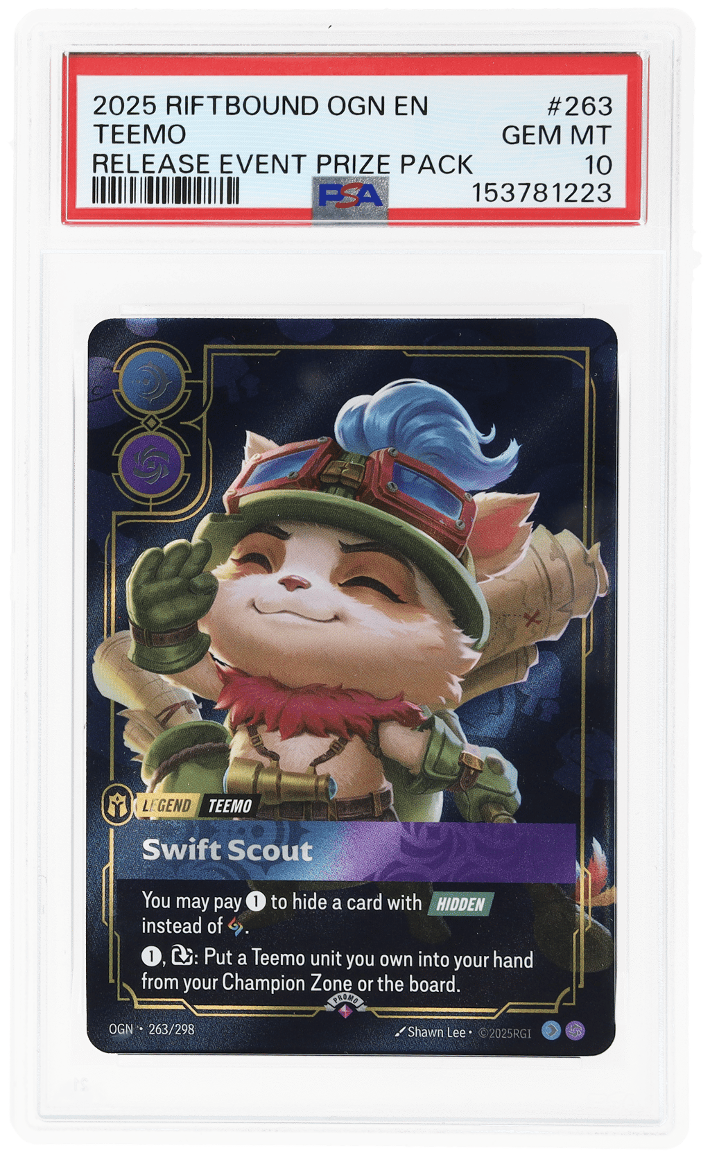 2025 Riftbound League of Legends Origins Release Event Prize Pack Teemo #263 PSA 10