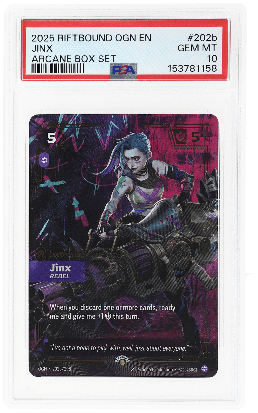 2025 Riftbound League of Legends Origins Arcane Box Set Jinx #202b PSA 10