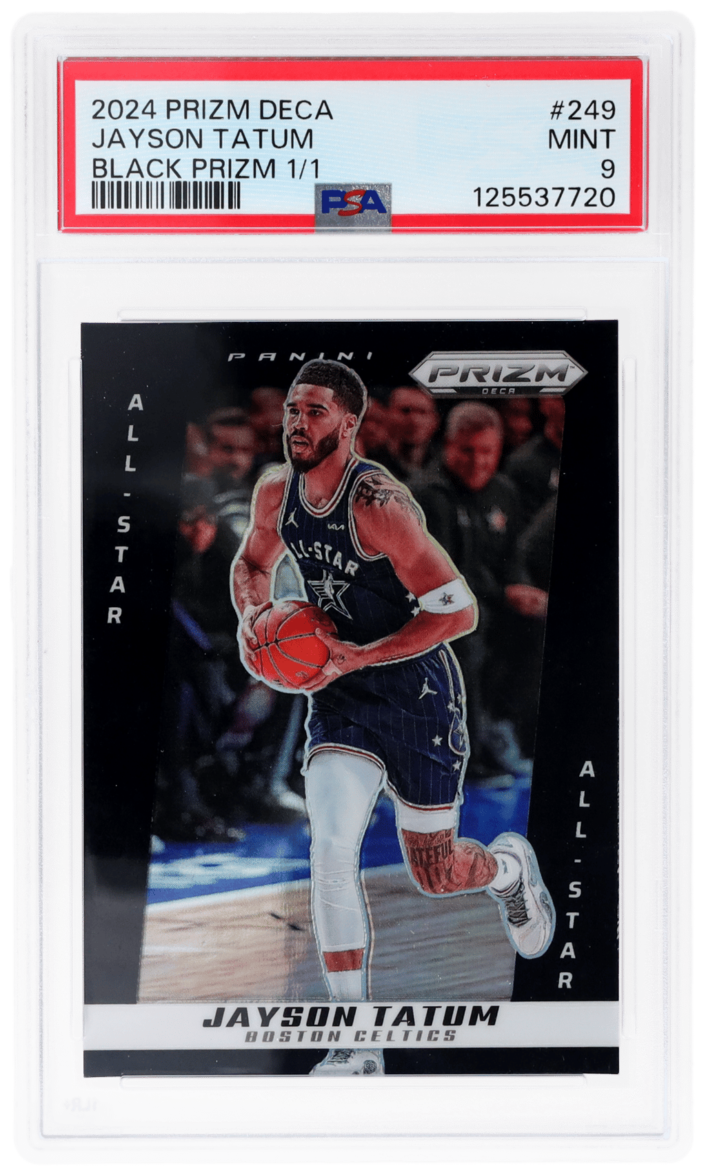 2024 Panini Prizm Deca Black Prizm Jayson Tatum #249 1/1 PSA 9