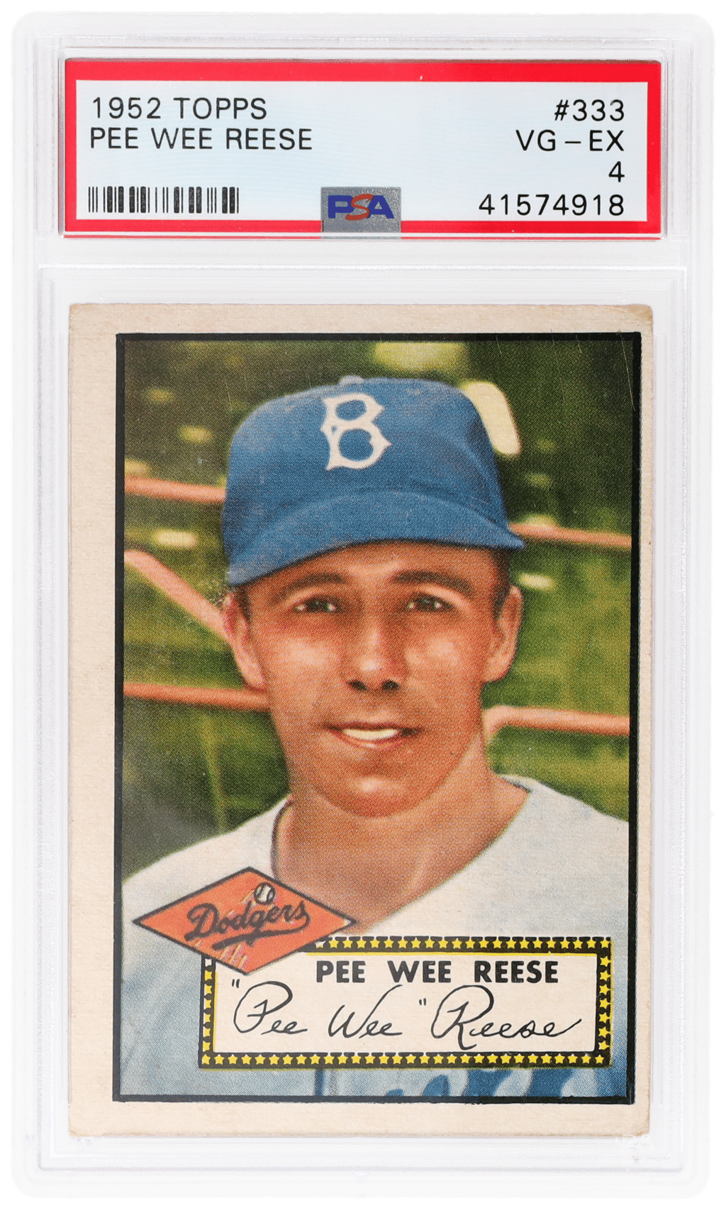 1952 Topps Pee Wee Reese #333 PSA 4