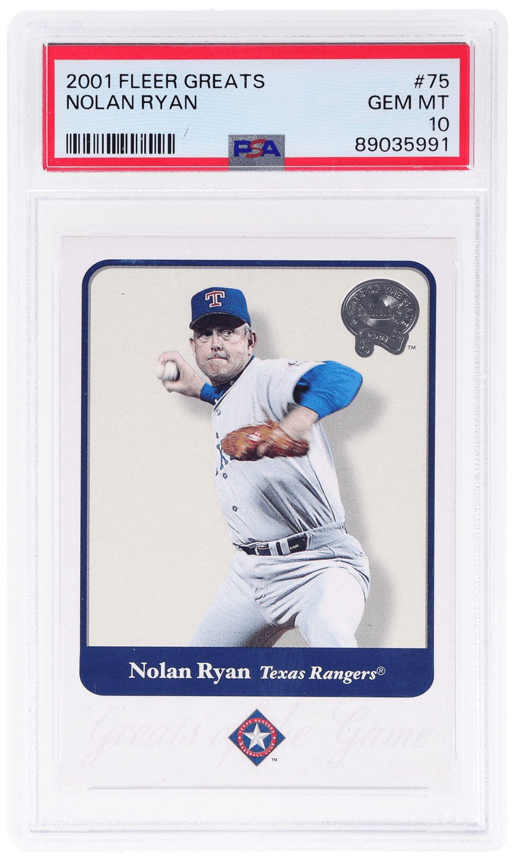 2001 Fleer Greats Nolan Ryan #75 PSA 10