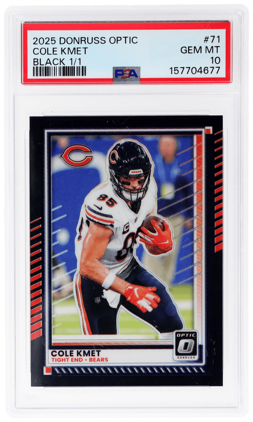 2025 Donruss Optic Black Cole Kmet #71 1/1 PSA 10