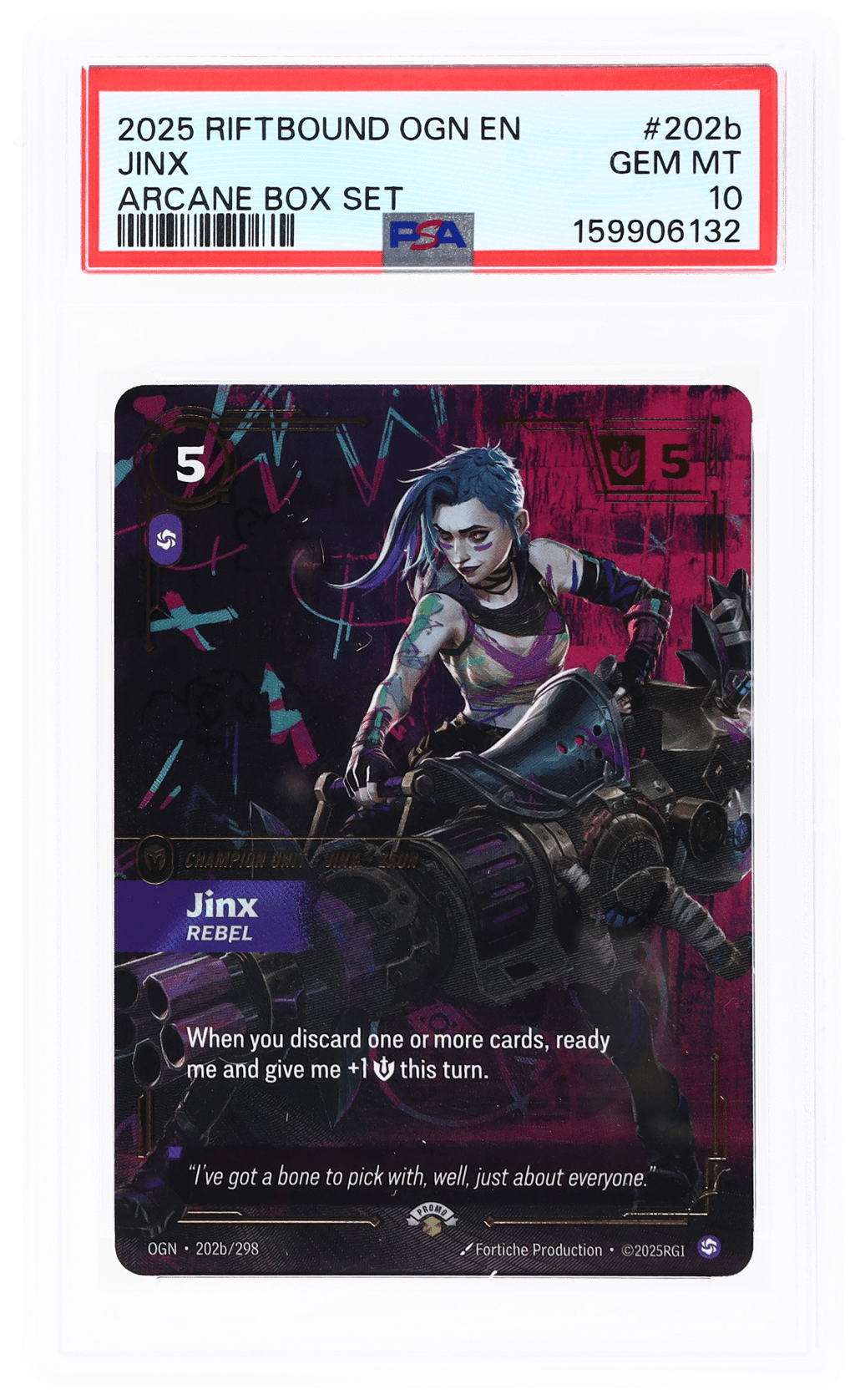 2025 Riftbound League of Legends Origins Arcane Box Set Jinx #202b PSA 10