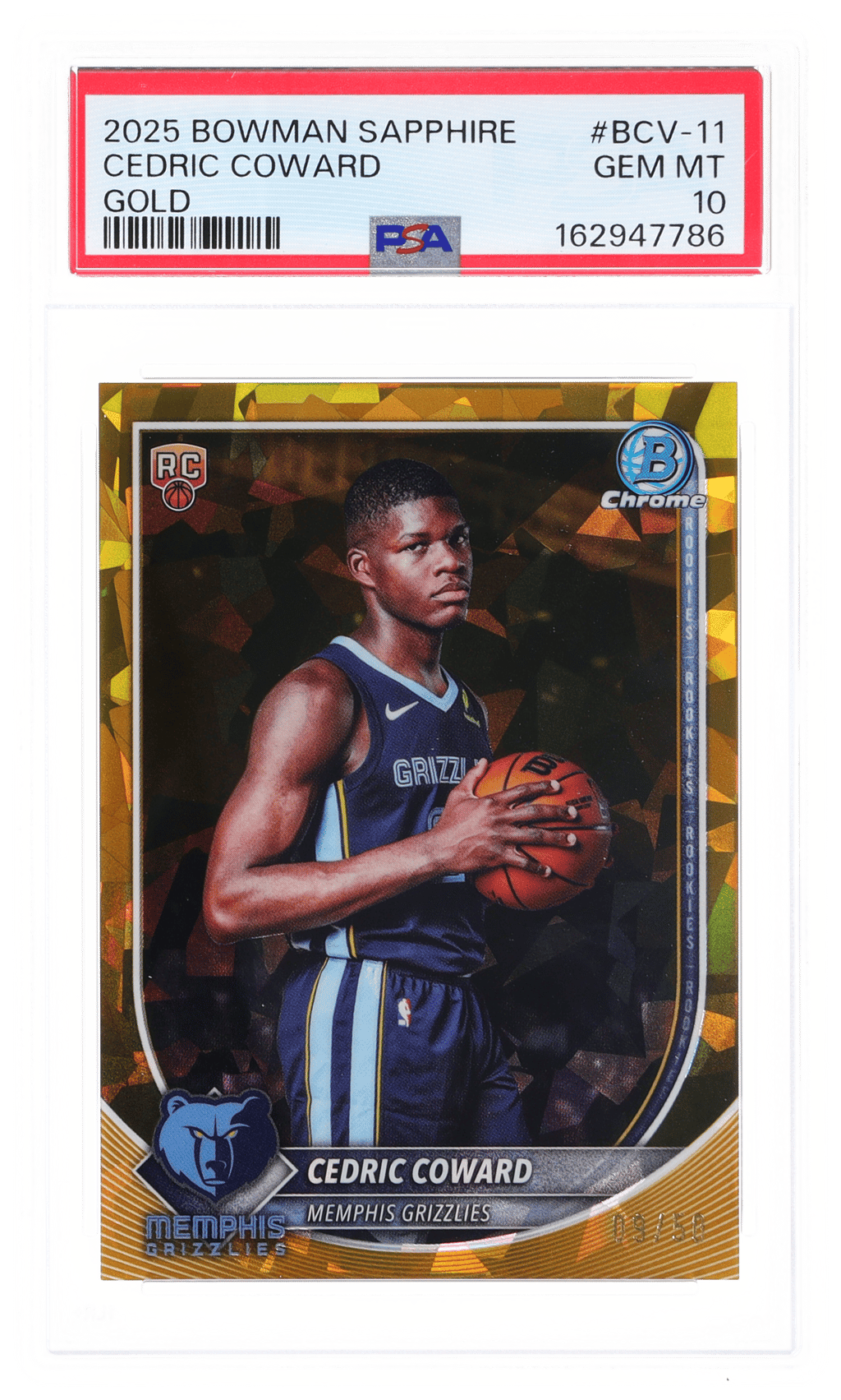 2025 Bowman Sapphire Edition Gold Cedric Coward #BCV-11 9/50 PSA 10
