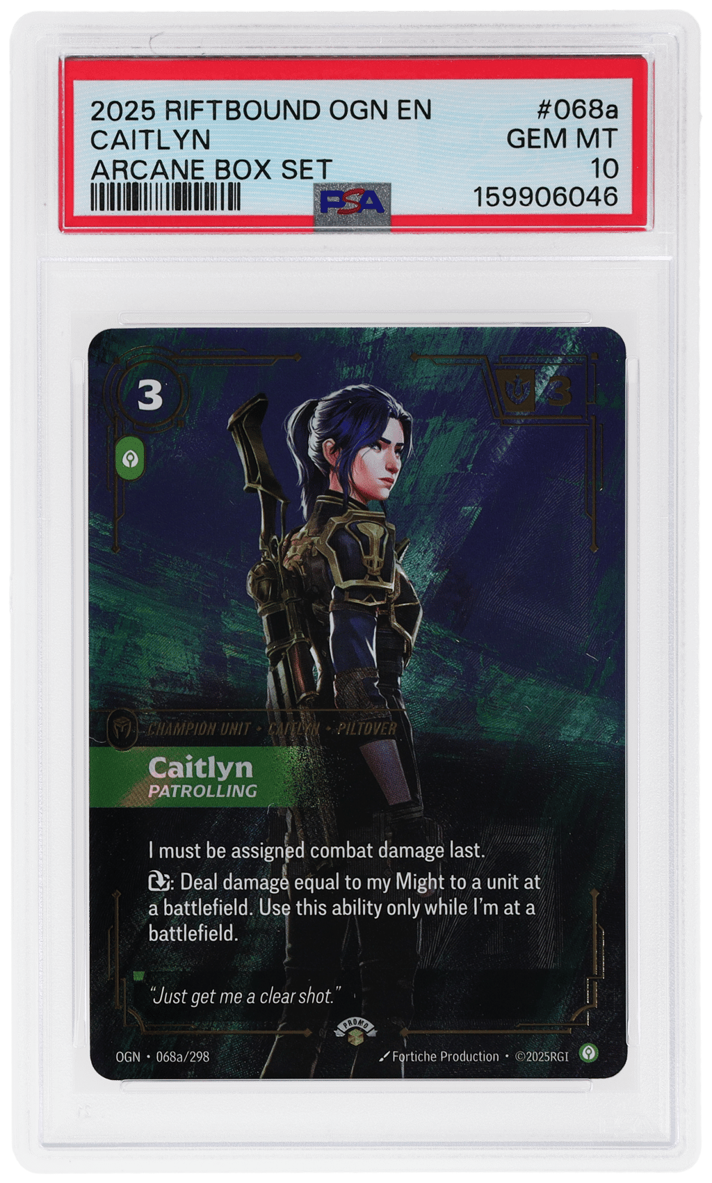 2025 Riftbound League of Legends Origins Arcane Box Set Caitlyn #068a PSA 10
