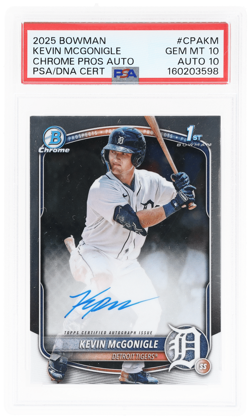 2025 Bowman Chrome Prospect Autograph Kevin Mcgonigle #CPAKM PSA 10