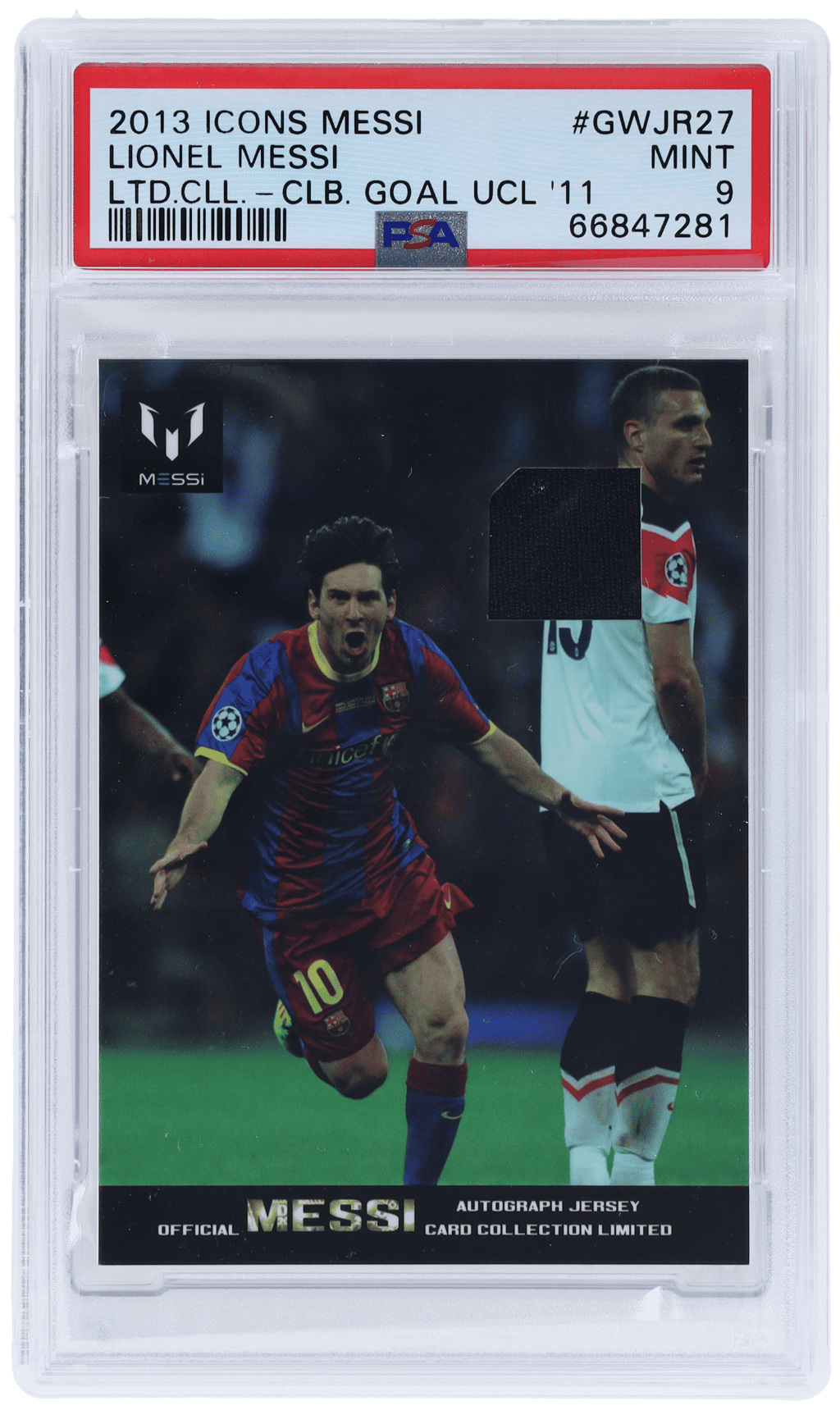 2013 Panini Limited Icons Official Messi Collection Game Worn Jersey Lionel Messi #GWJR27 PSA 9