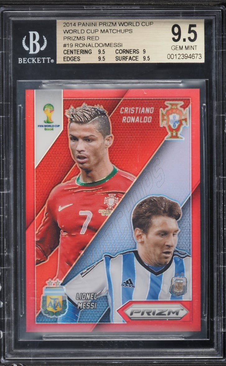 2014 Panini Prizm World Cup Matchups Red Cristiano Ronaldo & Lionel Messi /149 #19 BGS 9.5 GEM