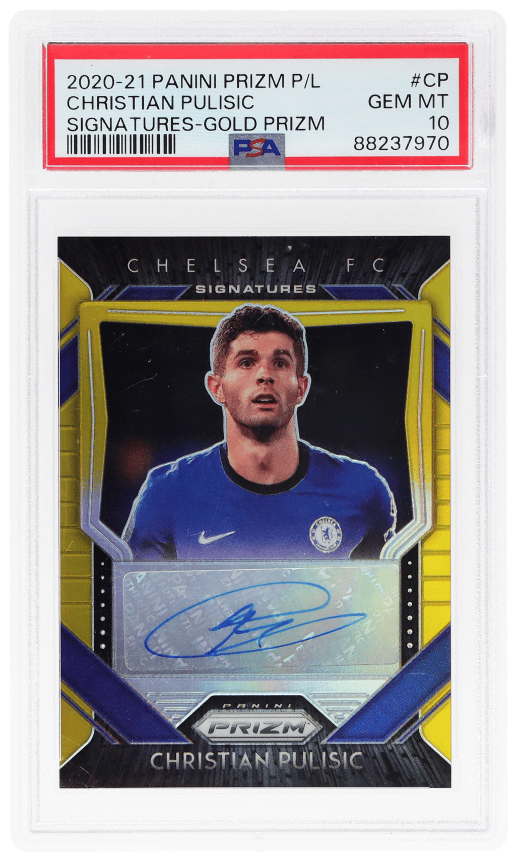 2020 Panini Prizm Premier League Signature Gold Prizm Christian Pulisic #25 3/10 PSA 10