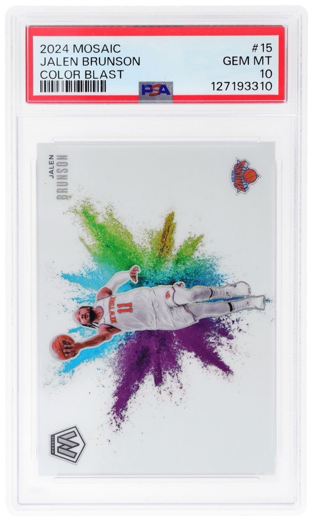 2024 Panini Mosaic Color Blast Jalen Brunson #15 PSA 10