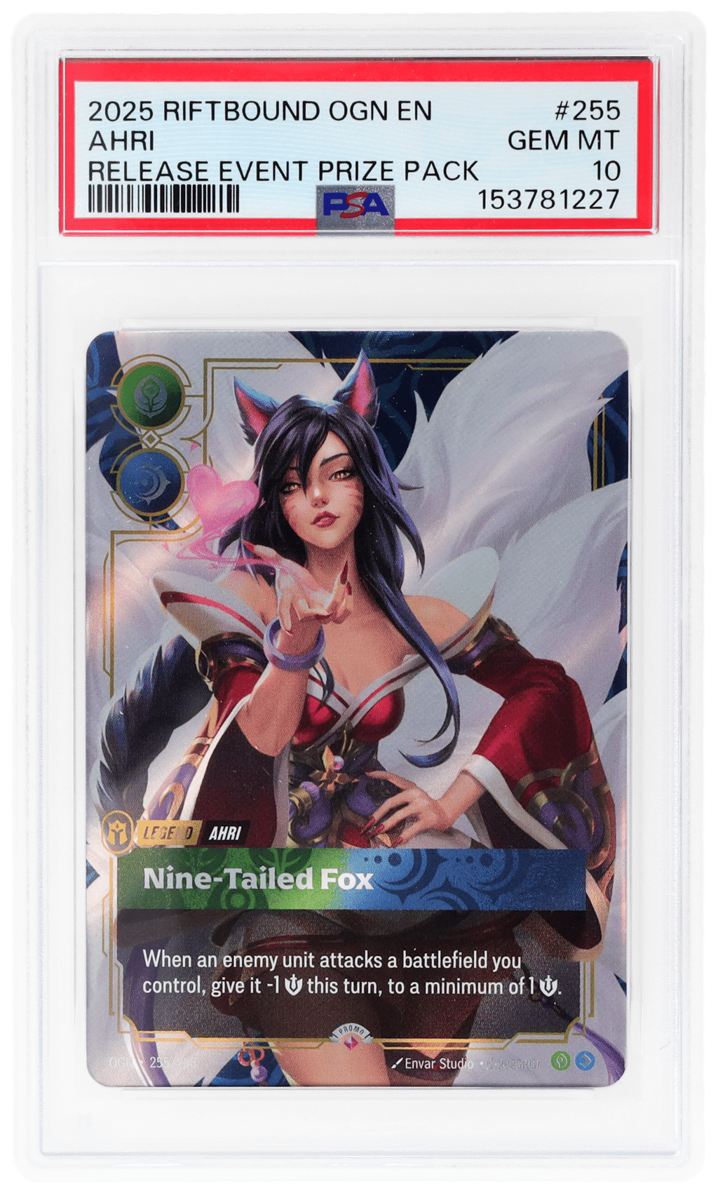 2025 Riftbound League of Legends Origins Release Event Prize Pack Ahri #255 PSA 10