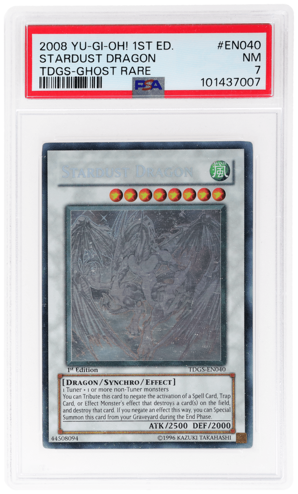 2008 Yu-Gi-Oh! the Duelist Genesis Ghost Rare 1st Edition Stardust Dragon #TDGS-EN040 PSA 7