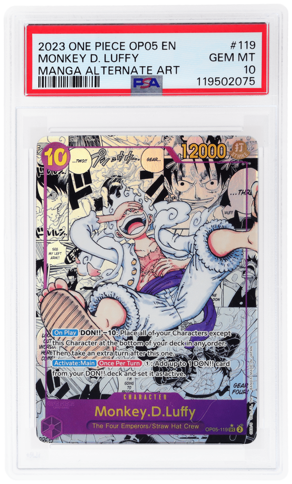 2023 One Piece Awakening of the New Era Manga Alternate Art Monkey D. Luffy #OP05-119 PSA 10