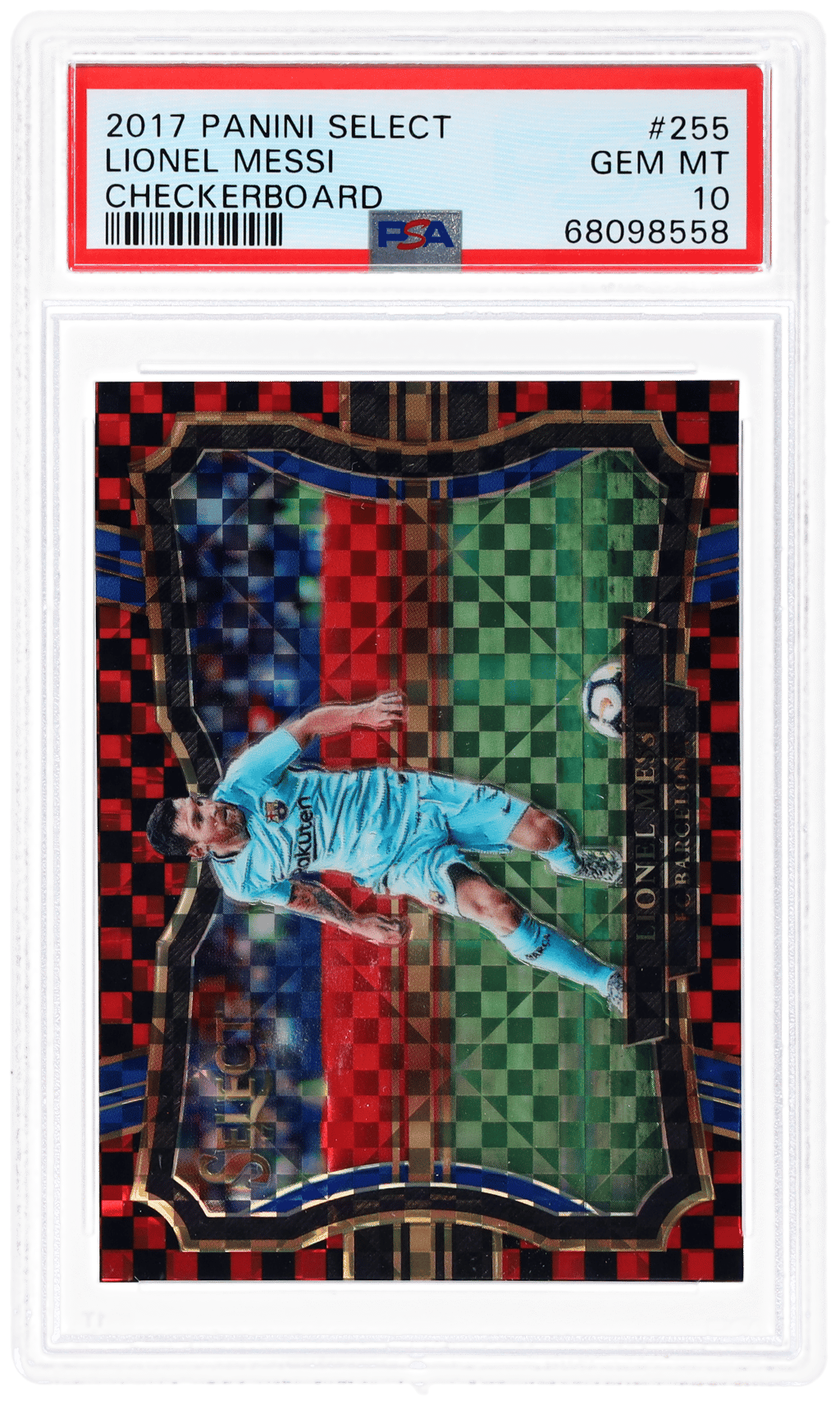 2017 Panini Select Field Level Checkerboard Prizm Lionel Messi #255 PSA 10