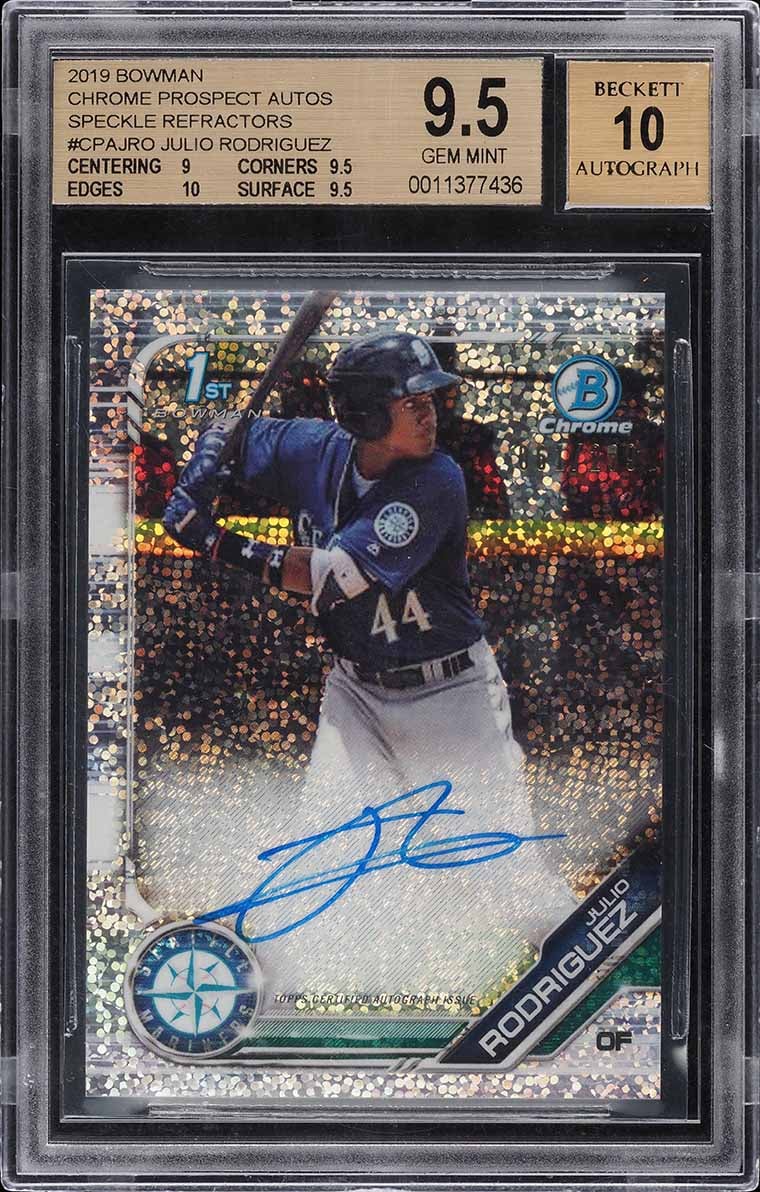 2019 Bowman Chrome Speckle Refractor Julio Rodriguez PROSPECT AUTO /299 BGS 9.5