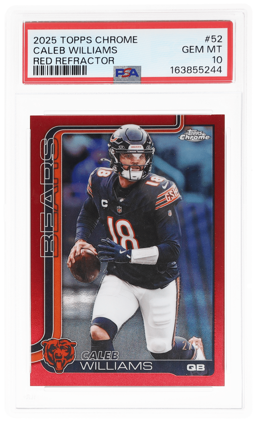 2025 Topps Chrome Red Refractor Caleb Williams #52 2/5 PSA 10
