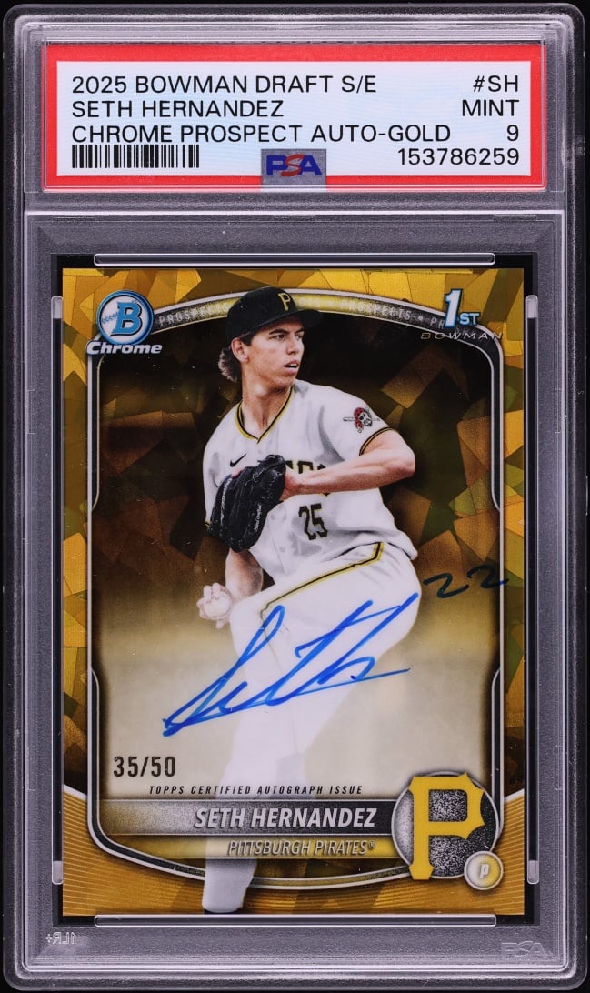 2025 Bowman Chrome Draft Sapphire Gold Seth Hernandez PROSPECT AUTO /50 #CPA-SH PSA 9 MINT