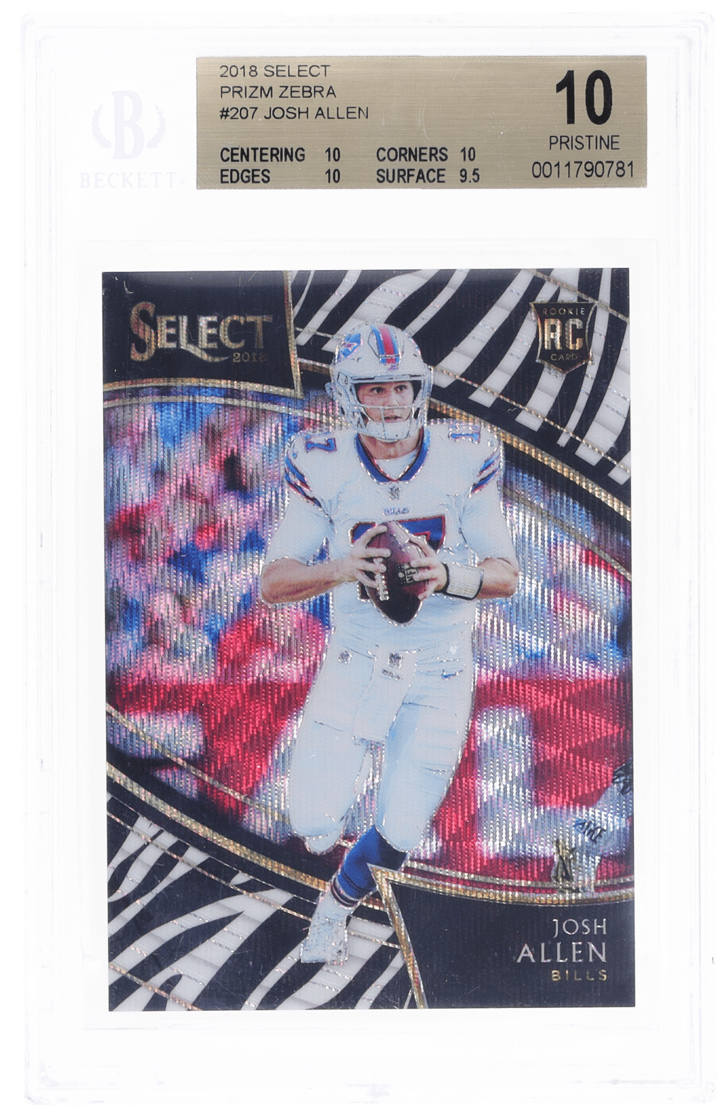 2018 Panini Select Field Level Zebra Josh Allen #207 BGS 10