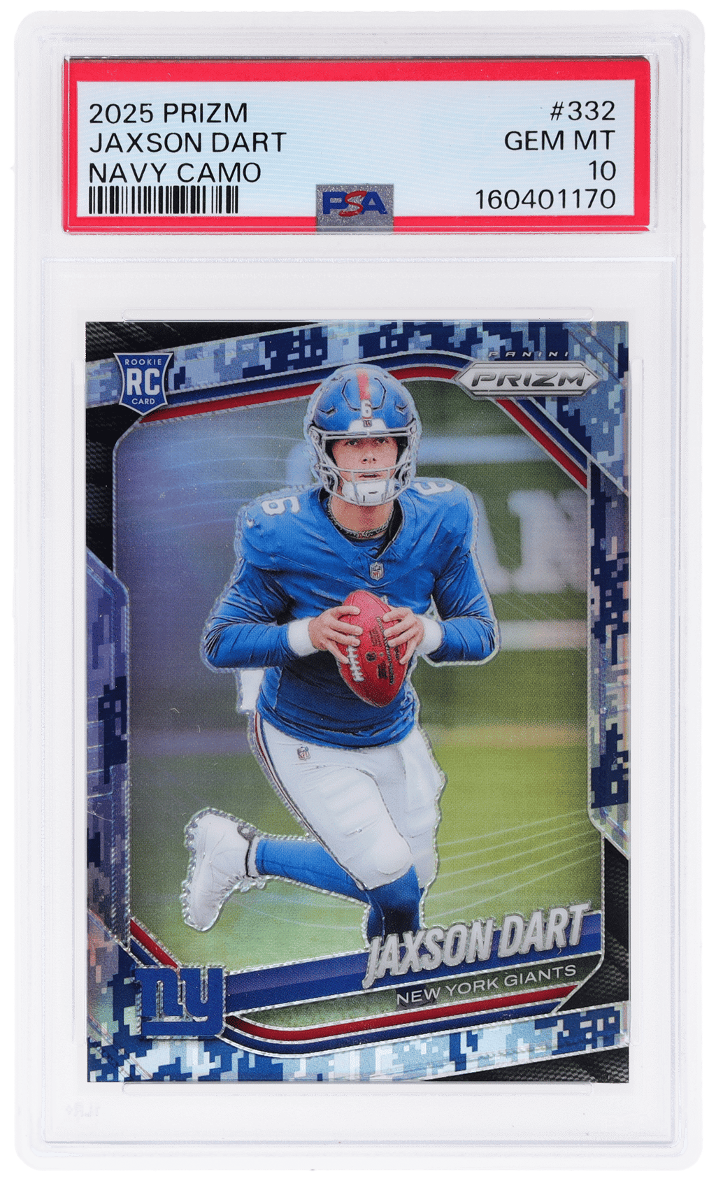 2025 Panini Prizm Navy Camo Jaxson Dart #332 23/25 PSA 10