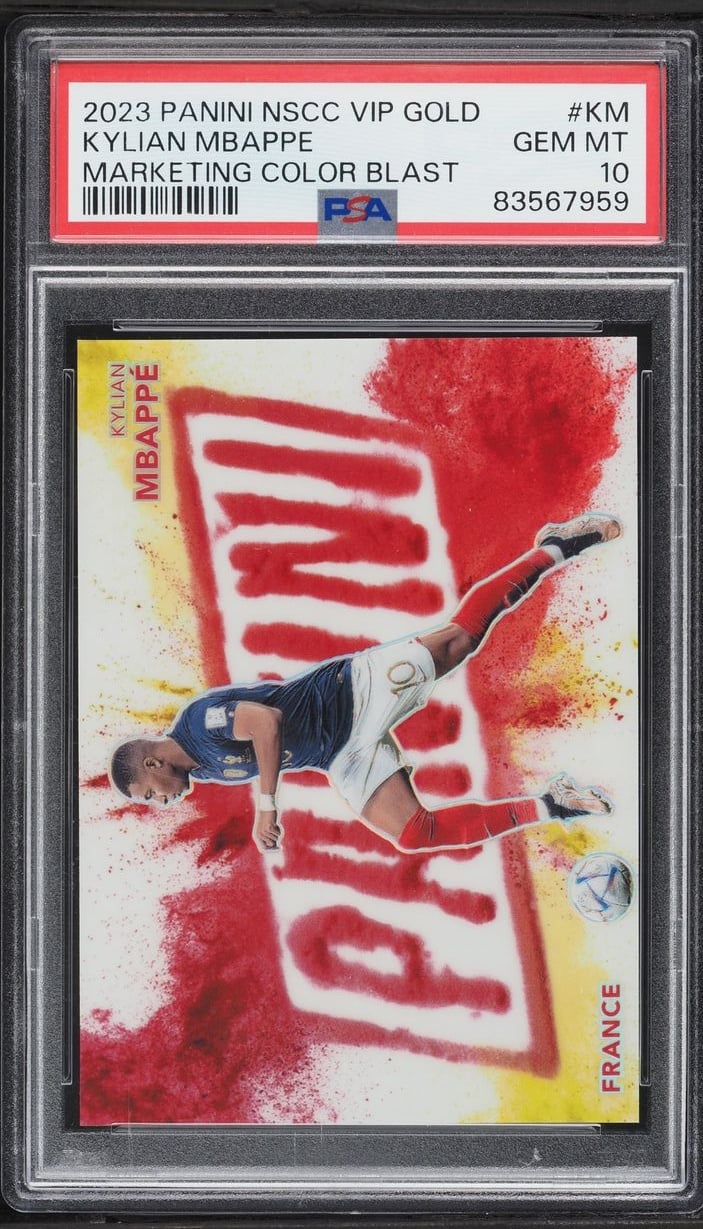 2023 Panini National VIP Gold Marketing Color Blast Kylian Mbappe /10 #KM PSA 10 GEM MINT