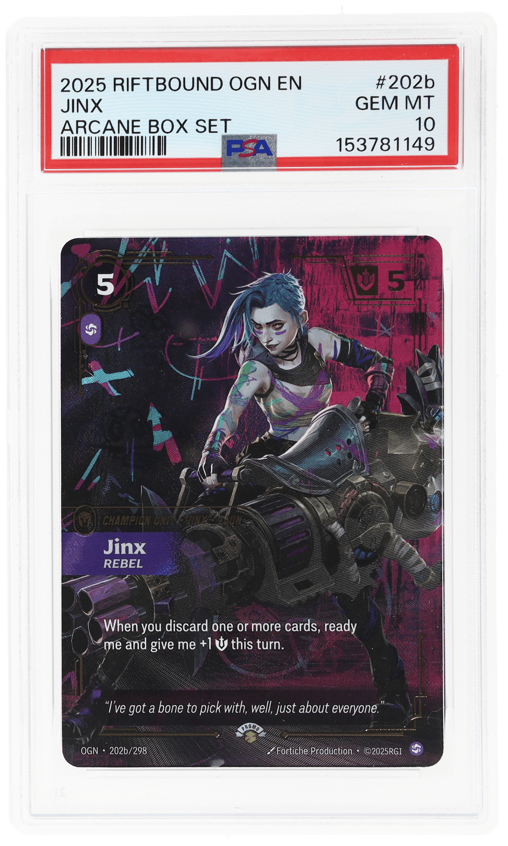 2025 Riftbound League of Legends Origins Arcane Box Set Jinx #202b PSA 10