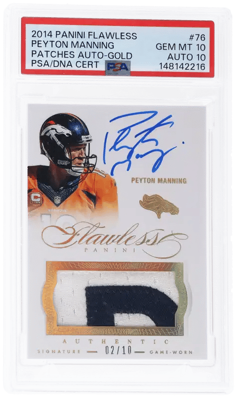 2014 Panini Flawless Patch Autograph Gold Peyton Manning #76 PSA 10 AUTO 10