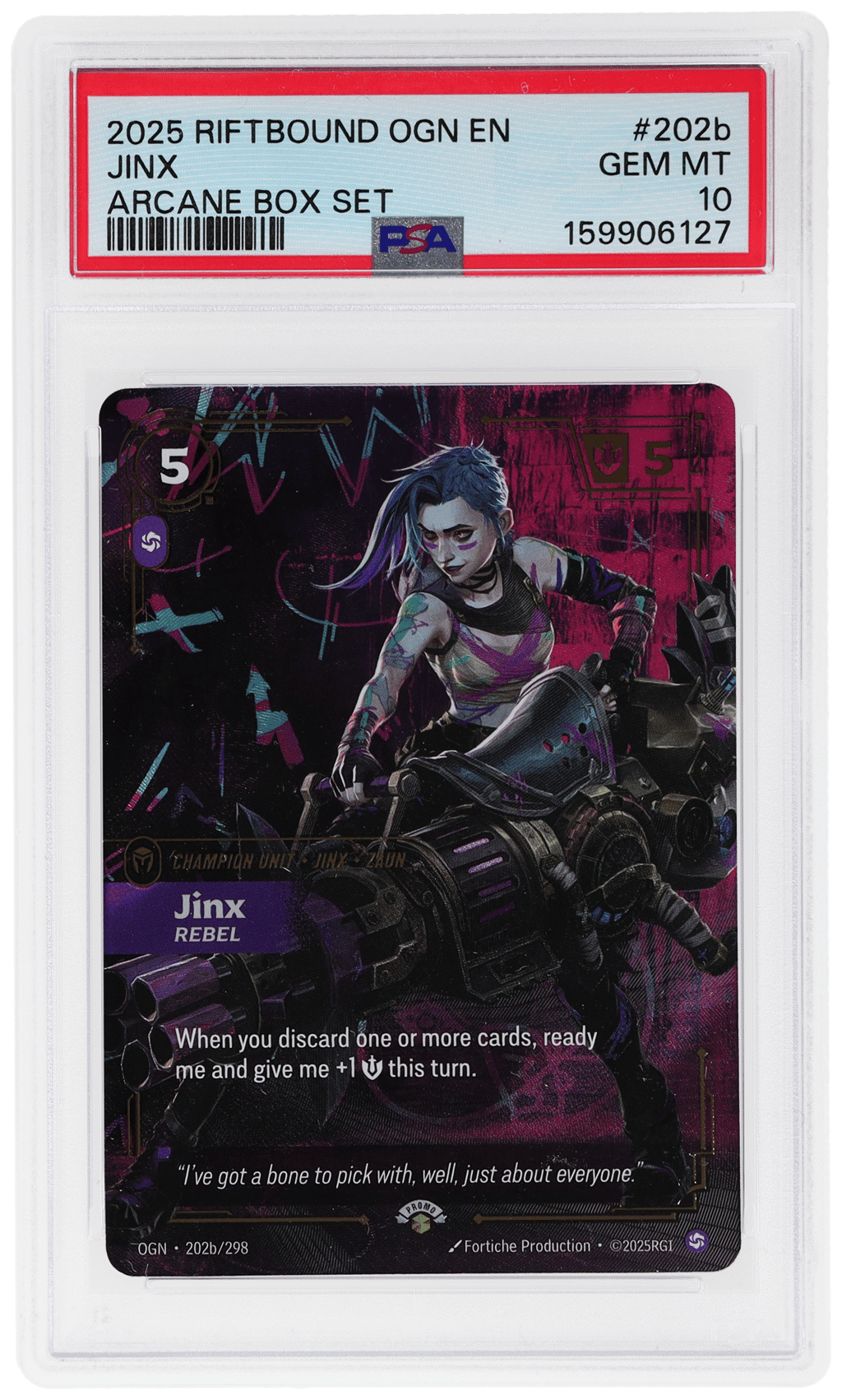 2025 Riftbound League of Legends Origins Arcane Box Set Jinx #202b PSA 10