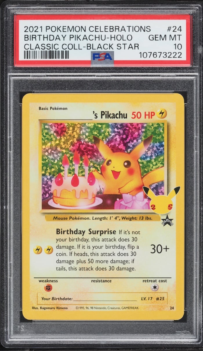 2021 Pokemon SWSH Black Star Promo Celebrations Holo Birthday Pikachu #24 PSA 10 GEM MINT