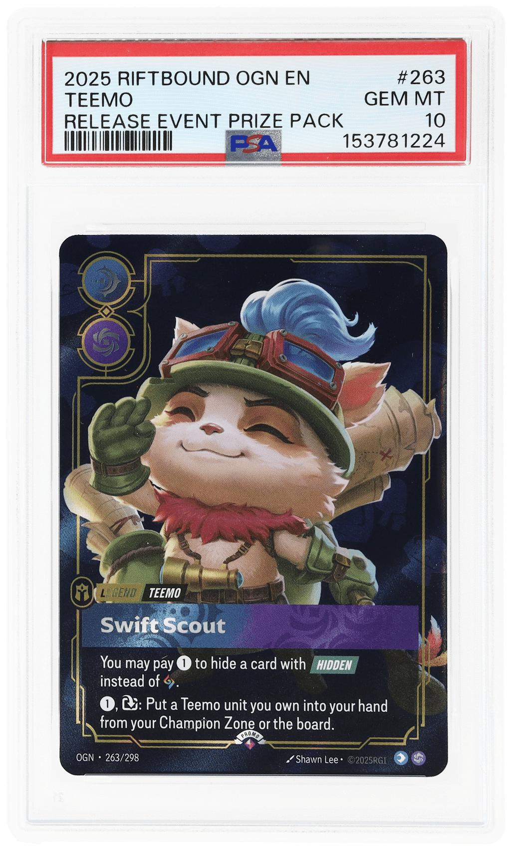 2025 Riftbound League of Legends Origins Release Event Prize Pack Teemo #263 PSA 10