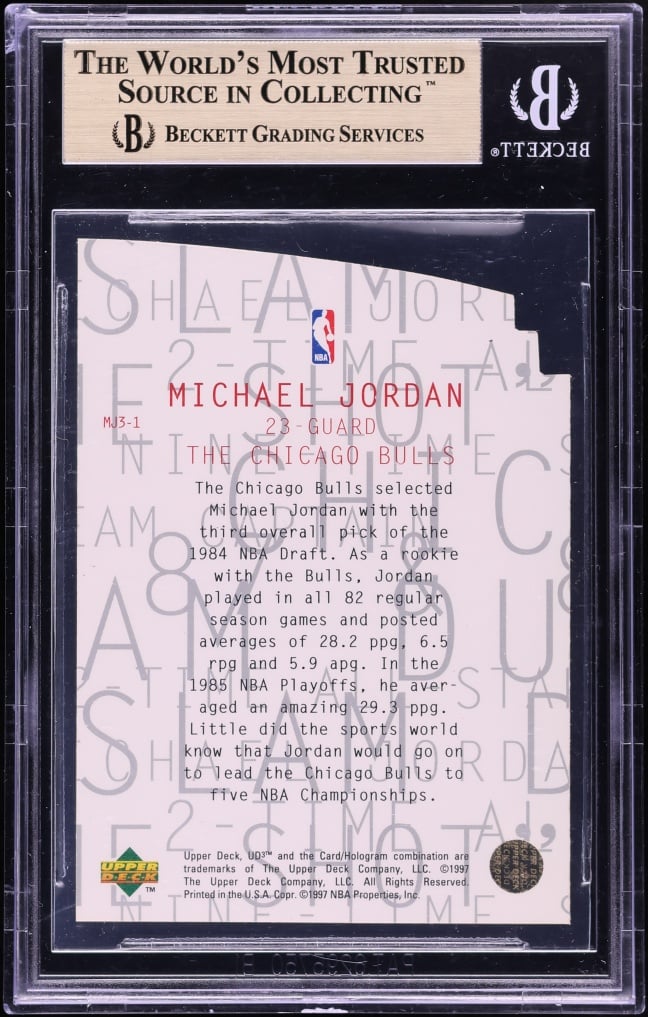 1997 UD3 MJ3 Die-Cut Michael Jordan #MJ3-1 BGS 9.5 GEM MINT (back)