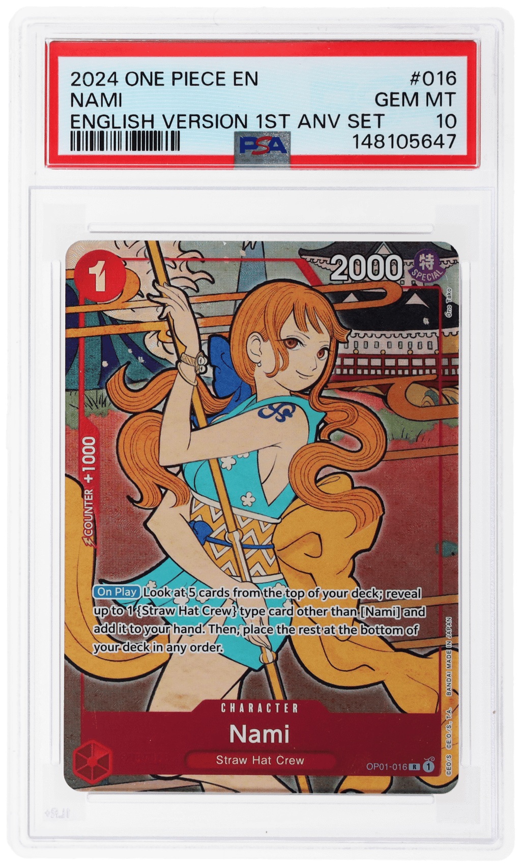 2024 One Piece 1st Anniversary Set Promo Nami #OP01016 PSA 10