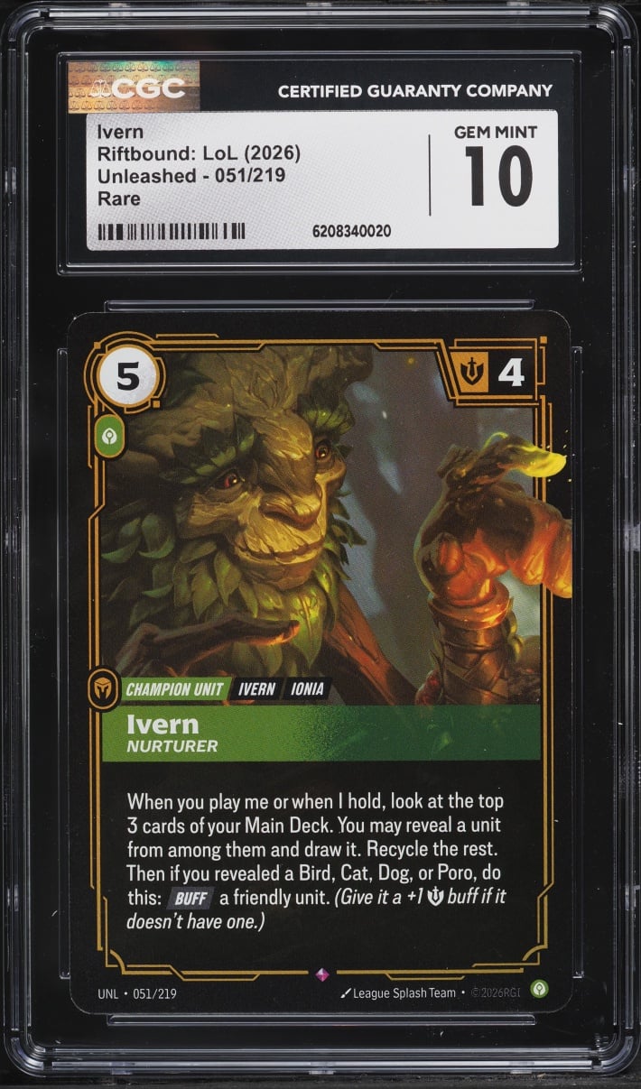 2026 Riftbound League Of Legends LoL Unleashed Ivern #051 CGC 10 GEM MINT