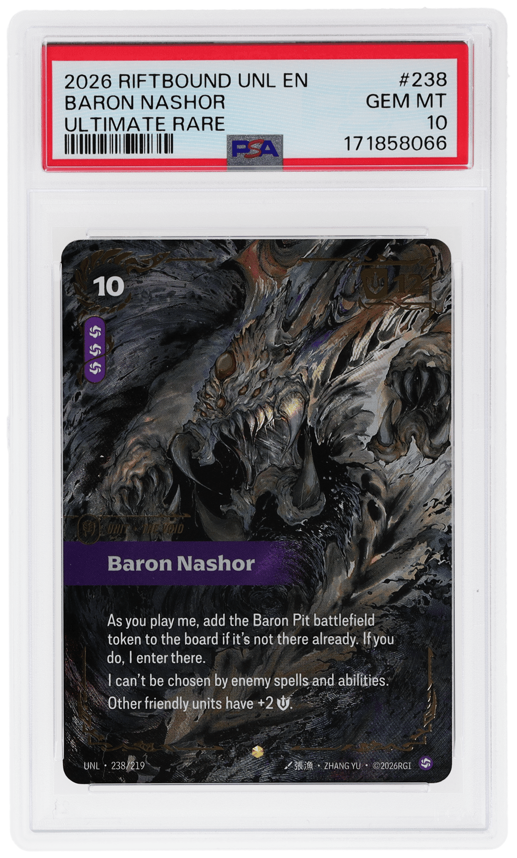 2026 Riftbound League of Legends Unleashed Ultimate Rare Baron Nashor #238 PSA 10