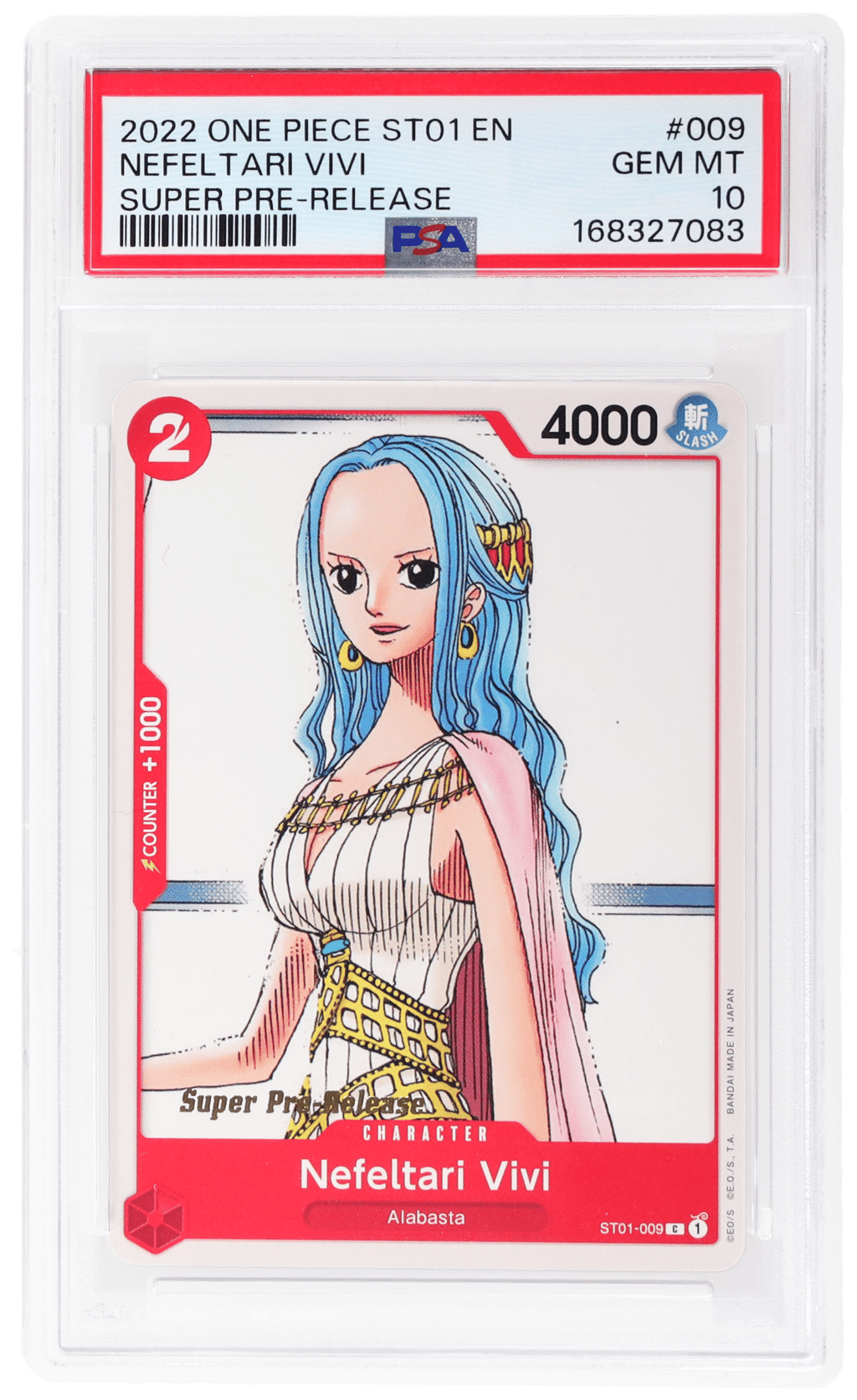2022 One Piece Starter Deck Straw Hat Crew Super Prerelease Nefeltari Vivi #ST01-009 PSA 10