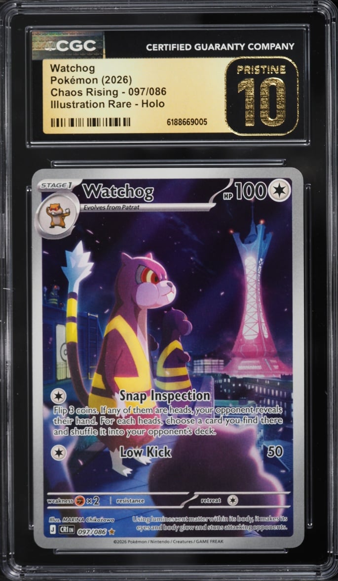 2026 Pokemon Mega Evolution Chaos Rising IR Watchog #97 CGC 10 PRISTINE