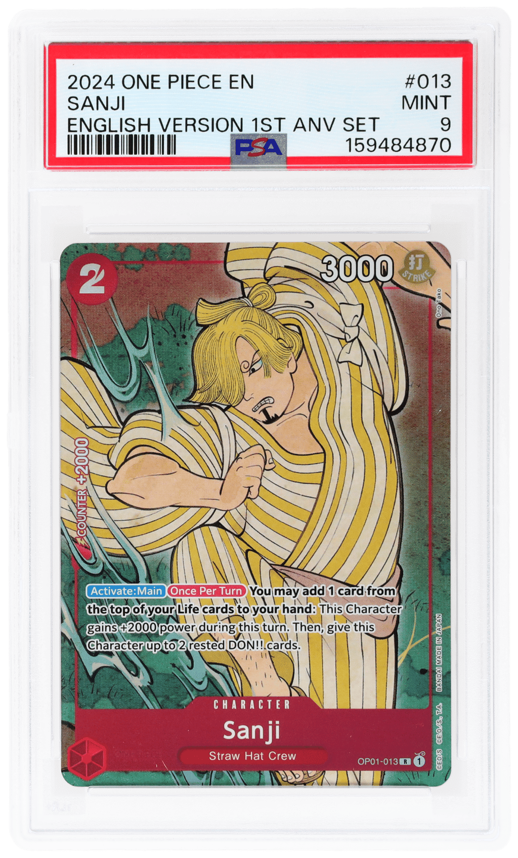 2024 One Piece Promo 1st Anniversary Set Sanji #OP01-013 PSA 9