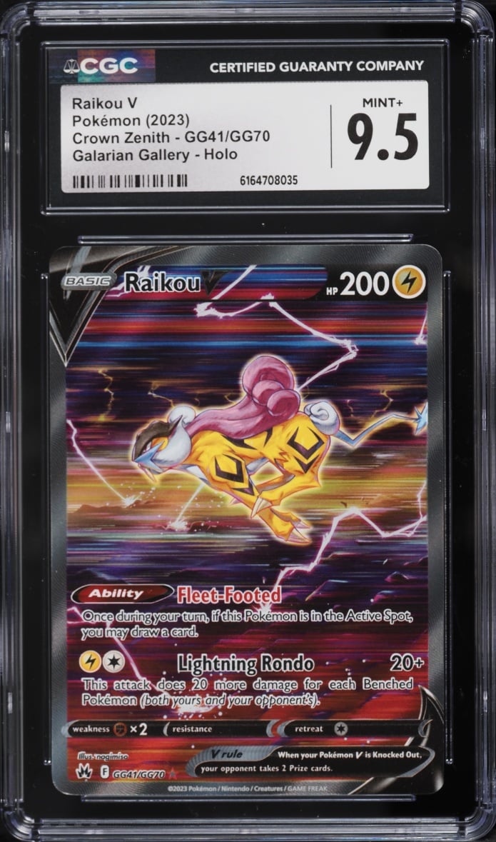 2023 Pokemon Sword & Shield Crown Zenith Full Art Raikou V #GG41 CGC 9.5 MINT+