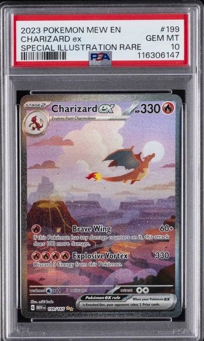 2023 POKEMON MEW EN-151 SPECIAL ILLUSTRATION RARE #199 CHARIZARD EX PSA 10
