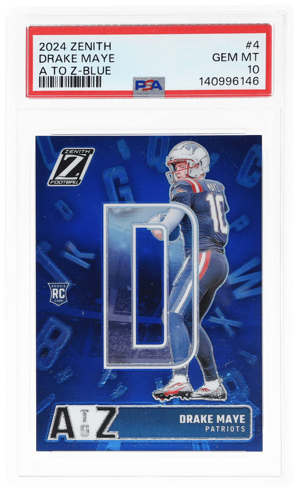 2024 Zenith A To Z Blue Drake Maye #4 11/25 PSA 10