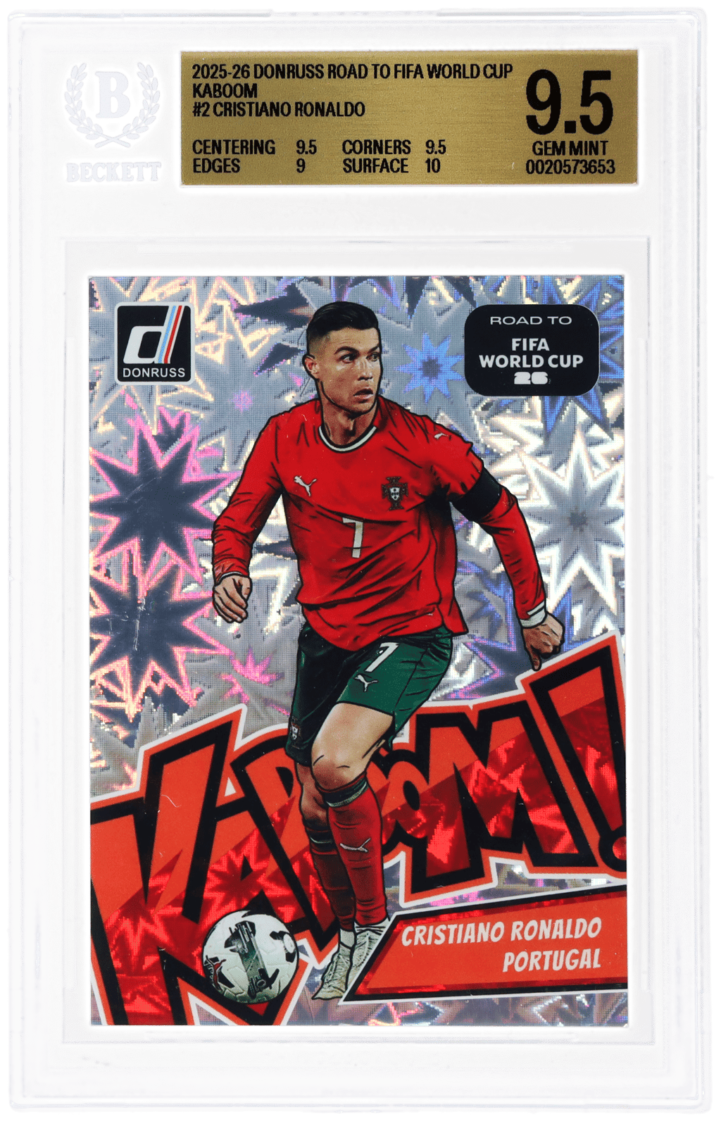 2025 Donruss Road To Fifa World Cup Kaboom! Cristiano Ronaldo #2 BGS 9.5
