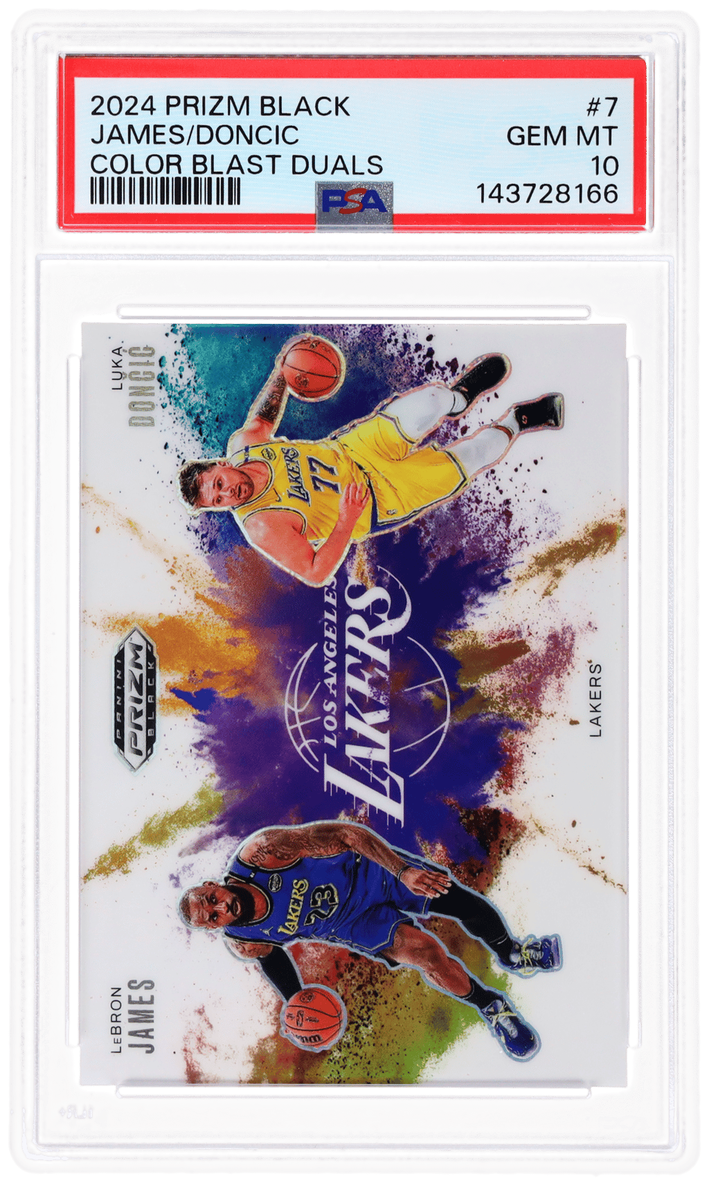 2024 Panini Prizm Black Color Blast Duals LeBron James/Luka Doncic #7 PSA 10