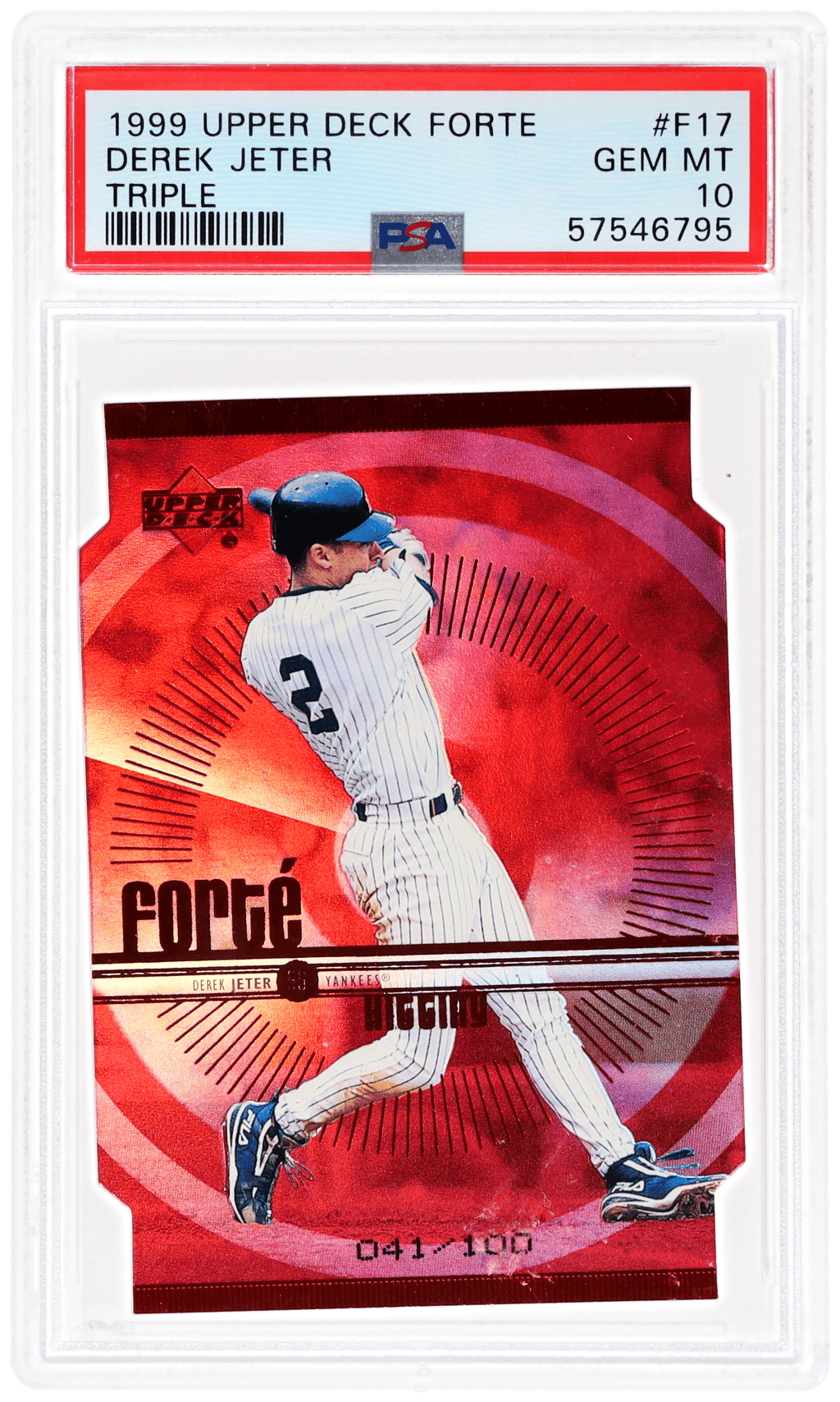 1999 Upper Deck Forte Triple Derek Jeter #F17 41/100 PSA 10
