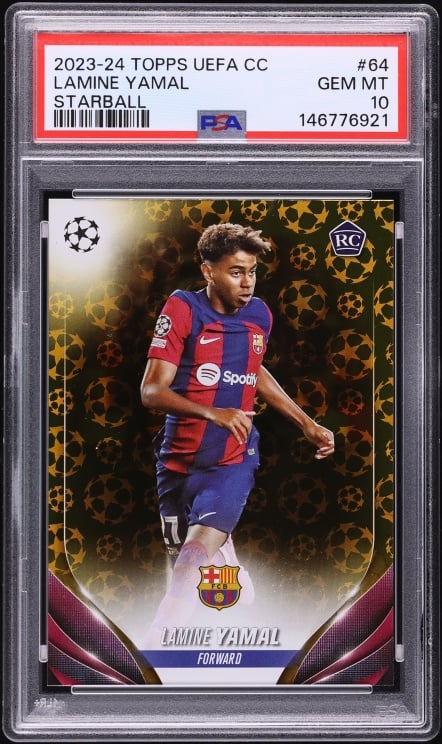 2023 Topps UEFA Club Competitions Starball Lamine Yamal ROOKIE #64 PSA 10 GEM MINT