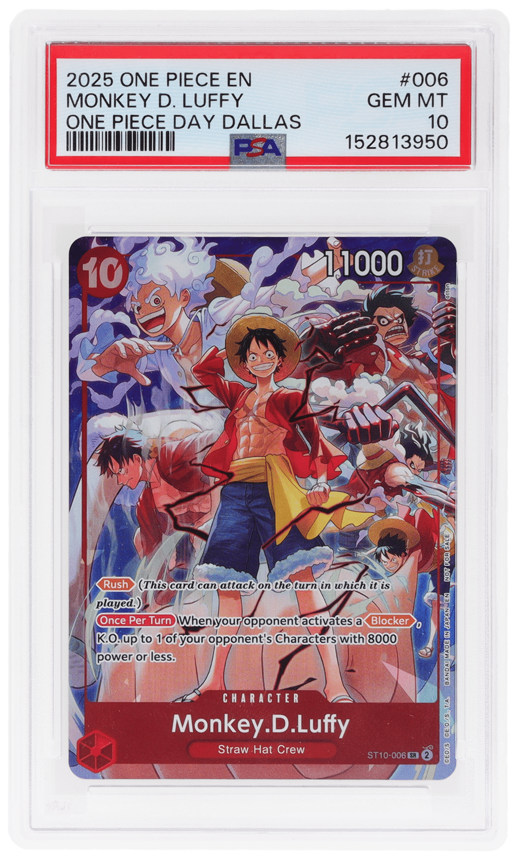 2025 One Piece Promo Japanese One Piece Day Dallas Monkey D. Luffy #ST10006 PSA 10