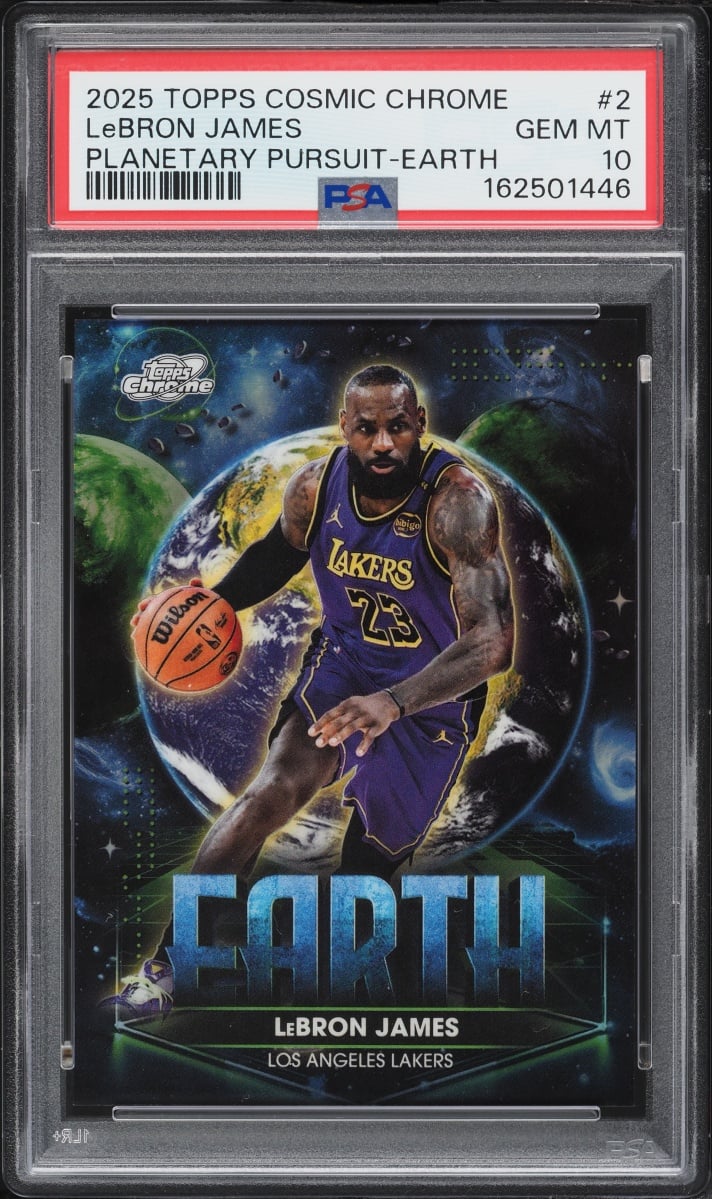 2025 Topps Chrome Cosmic Planetary Pursuit Earth LeBron James #2 PSA 10 GEM MINT