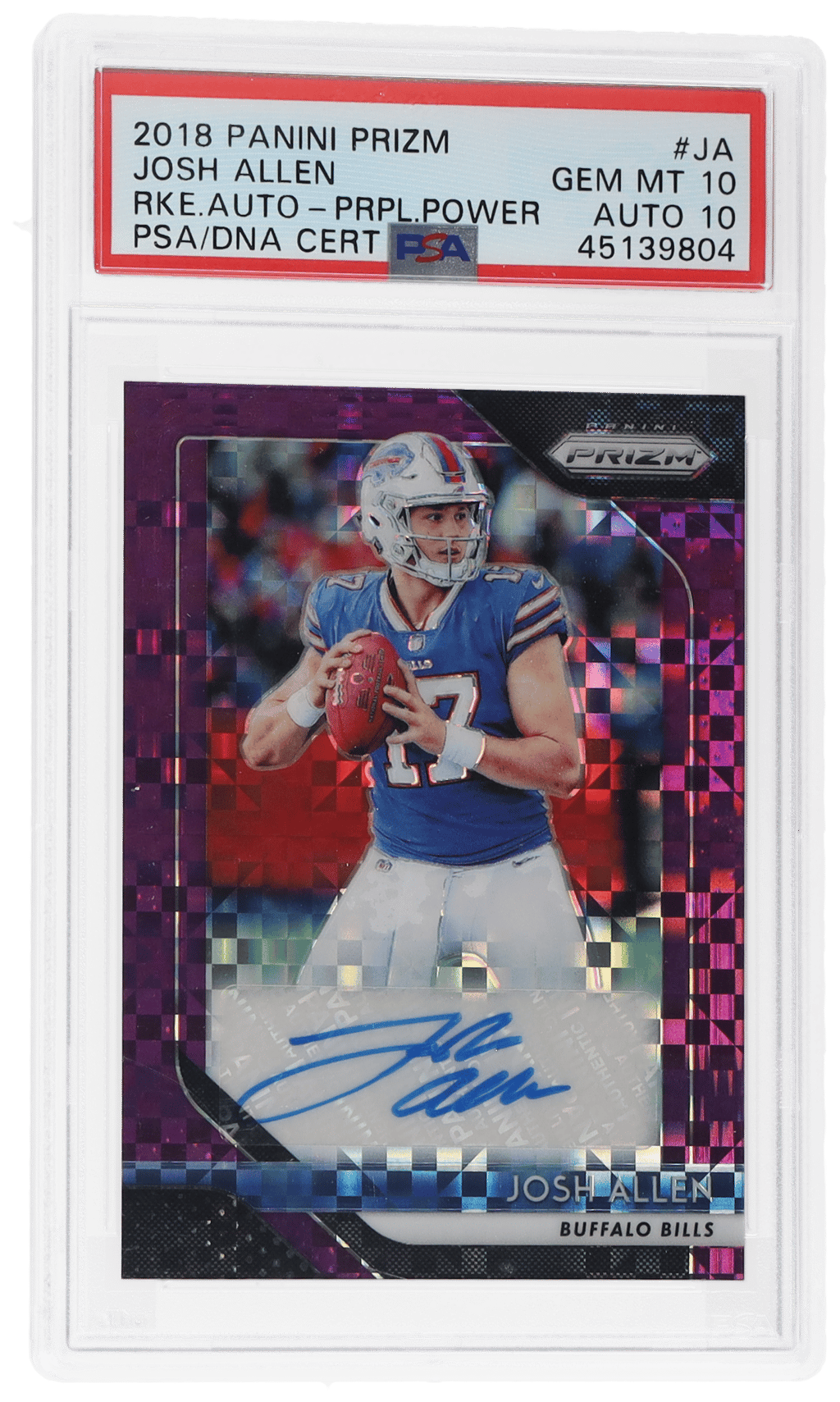 2018 Panini Prizm Rookie Autograph Purple Power Josh Allen #RA-JA 44/49 PSA 10